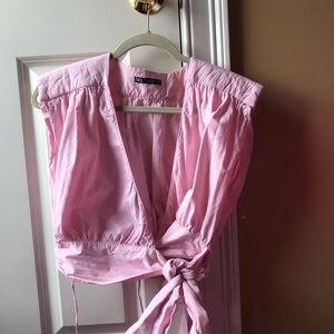 pink zara wrap top